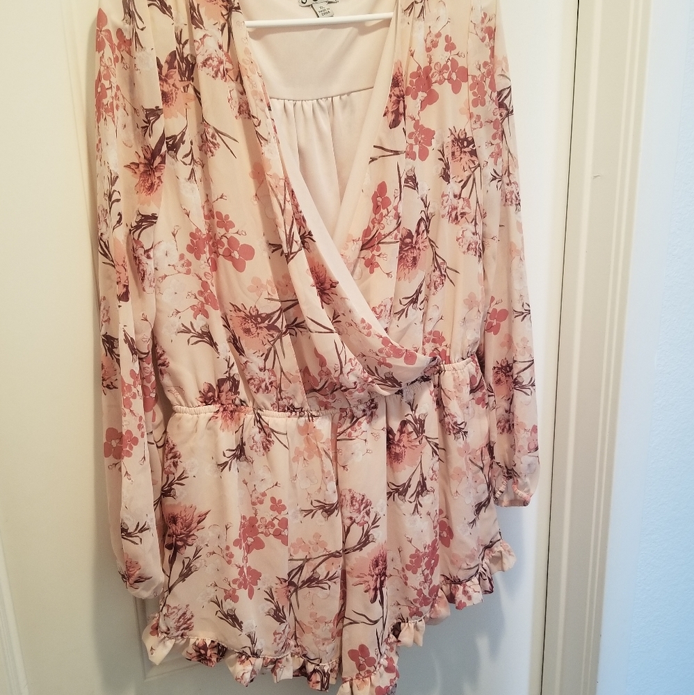 Pink Floral Cherry Blossoms Romper Size XL